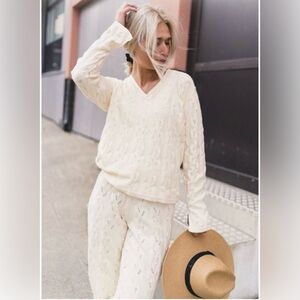 Holzweiler Ecru Cream Niste V-Neck Knit Top Sweater Size S